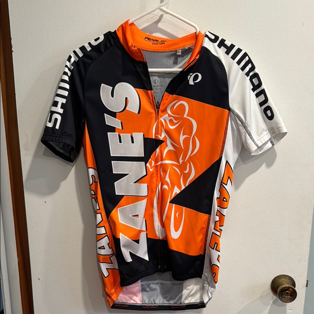 Pearl Izumi Black and Orange Zanes Cycling Jersey - M